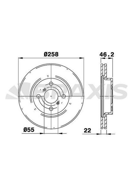 AE0073 Ön Fren Diski (Aynası) Havalı Toyota Yaris 1.33 Vvtı 2010-YARIS 1.4 D4D 2005-(258X4) 435120D060
