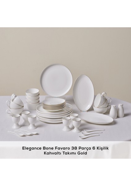 Elegance Bone Favaro 38 Parça 6 Kişilik Kahvaltı Seti Gold modelleri