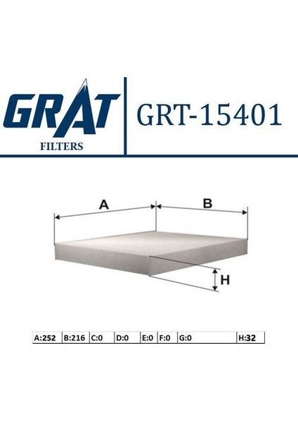15401 Kabin FILTRESI-KARBONSUZ-252X216X32 Volkswagen Polo 02-10 Ibiza 02-10 Fabia 00-13 6Q0820367B