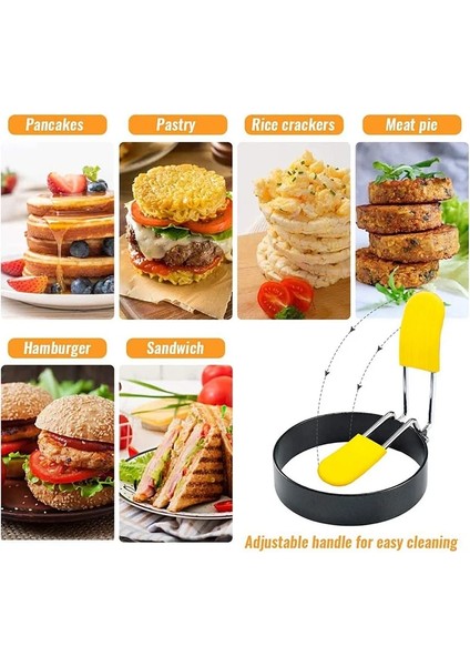 5 Adet Silikon Sap Stili Paslanmaz Çelik Kızarmış Yumurta Gözleme Halkası Omlet Yumurta Yuvarlak Şekillendirici Yumurta Kalıbı Burger Köftesi Kızartma Tavası Kalıbı Kahvaltı Için (Yurt Dışından)