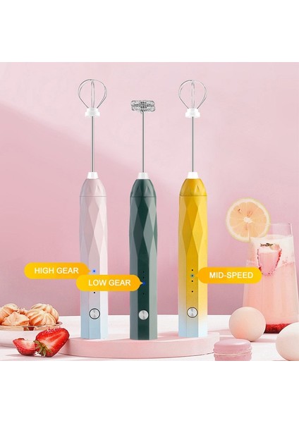 Mavi-Sarı Gradyan Stili Mini Taşınabilir Elektrikli Süt Köpürtücü Yumurta Çırpıcı 304 Paslanmaz Kahve Köpürtücü Değnek Sütlü Içecek Yumurta Aracı Karıştırıcı Mutfak Aksesuarları (Yurt Dışından)