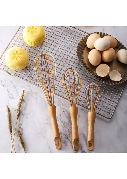 Mavi L Tarzı Doğa Renk Manuel Yumurtalık Yumurta Çırpıcı Ahşap Saplı Mutfak Aletleri Paslanmaz Çelik Krema Blender Süzgeç Aracı (Yurt Dışından) fırsatları