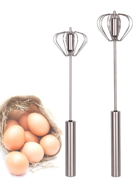 Büyük 30 Adet Tarzı Yarı Otomatik Yumurta Çırpma Paslanmaz Çelik Yumurta Çırpma Manuel El Mikser Kendinden Dönen Yumurta Karıştırıcı Mutfak Yumurta Araçları (Yurt Dışından)