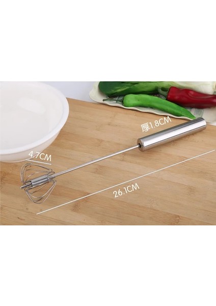 H174 Küçük Gümüş Stili Hometree Paslanmaz Çelik Döner Yumurta Çırpıcı Yarı Otomatik Elde Tutulan Yumurta Blender Krem Manuel Blender Mutfak Aleti H174 (Yurt Dışından)