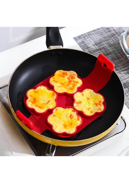 4-Kırmızı-Çiçek Tarzı 1 Adet Silikon Yapışmaz Fantastik Yumurta Gözleme Makinesi Yüzük Mutfak Pişirme Omlet Kalıpları Flip Soba Yumurta Halkası Kalıp (Yurt Dışından)