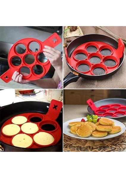 4-Kırmızı-Çiçek Tarzı 1 Adet Silikon Yapışmaz Fantastik Yumurta Gözleme Makinesi Yüzük Mutfak Pişirme Omlet Kalıpları Flip Soba Yumurta Halkası Kalıp (Yurt Dışından)