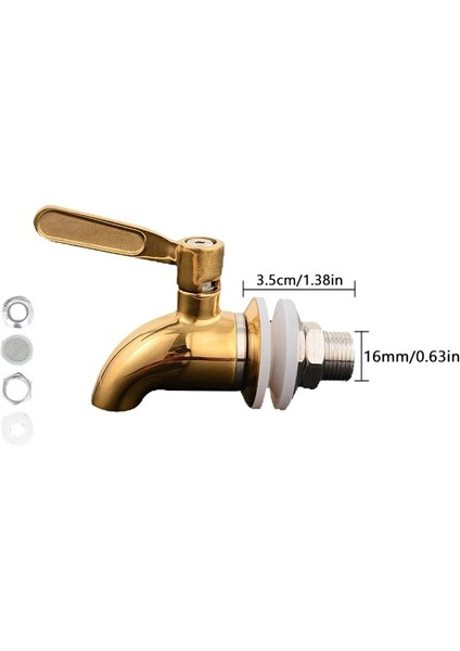 16 mm Altın Stili 16MM Içecek Dispenseri Dokunun Içecek Şarap Varil Musluk Tıkaç Su Paslanmaz Çelik Kahve Suyu Musluklar Gümüş Musluk Mutfak Gereçleri (Yurt Dışından)
