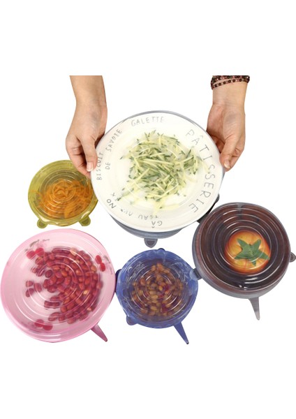 Sarı Stil Silikon Kapak Yeniden Kullanılabilir Uyarlanabilir Silikon Kapaklar Streç Kapaklar Yiyecekleri Taze Tutma Contası Kase Sarma Kapakları Mikrodalga Kapağı (Yurt Dışından) modelleri