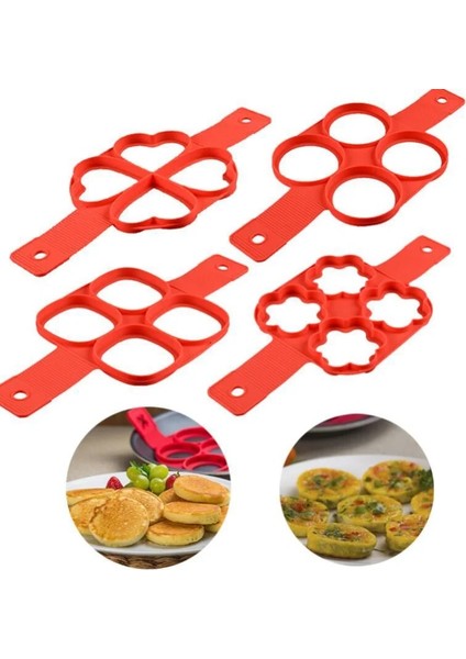 No.3 Tarzı Silikon Gözleme Kalıbı Yapışmaz Yumurta Gözleme Halkası Makinesi Çok Fonksiyonlu Dört Delikli Kek Pişirme Kalıbı Yıldız Erik Omlet Pişirme Araçları (Yurt Dışından)