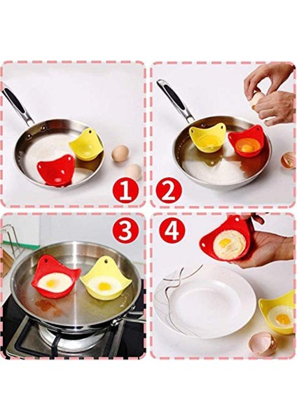 Kırmızı Stil Egg Tool Poachers Silicone Egg Cooker Kitchen Tools Pancake Cookware Bakeware Steam Eggs Plate Tray Healthy Pancake Accessories (Yurt Dışından)