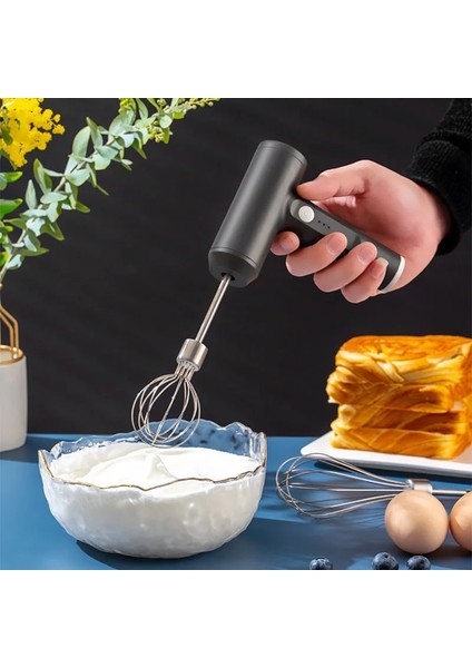 Büyük Kafa Kırmızı Stili El Blender Elektrikli Kablosuz Çırpma Yumurta Çırpıcı Yarı Otomatik Mikser 3 Hız Yumurta Stiring Ev USB Şarj Süt Köpürtücü (Yurt Dışından)