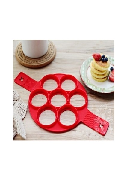 Daire 1 Pc Stili Kızarmış Yumurta Gözleme Omlet Makinesi Yapışmaz Kalıp Kalbur Yeniden Kullanılabilir Gıda Sınıfı Silikon Mikrodalga Fırın Set Üstü 7 Kavite Halka Delik (Yurt Dışından)