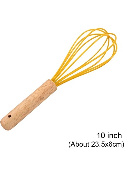 10 Inç Tarzı Manuel Yumurta Çırpıcı Ahşap Saplı Silikon Mikser Yumurta Çırpıcı Çırpma Mutfak Aletleri Yumurta Kreması Karıştırma Mutfak Pişirme Pasta Araçları (Yurt Dışından)