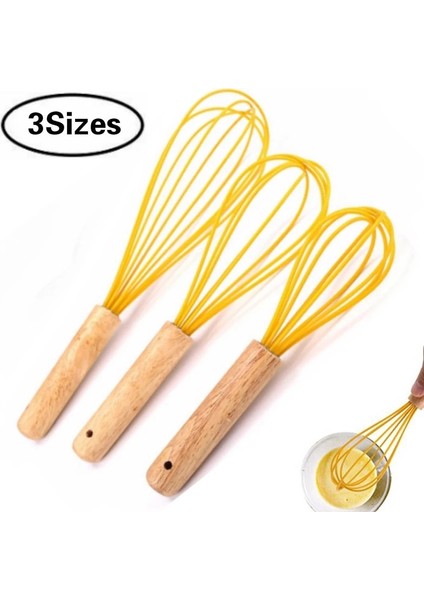 10 Inç Tarzı Manuel Yumurta Çırpıcı Ahşap Saplı Silikon Mikser Yumurta Çırpıcı Çırpma Mutfak Aletleri Yumurta Kreması Karıştırma Mutfak Pişirme Pasta Araçları (Yurt Dışından)