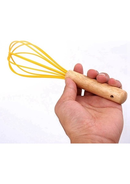 10 Inç Tarzı Manuel Yumurta Çırpıcı Ahşap Saplı Silikon Mikser Yumurta Çırpıcı Çırpma Mutfak Aletleri Yumurta Kreması Karıştırma Mutfak Pişirme Pasta Araçları (Yurt Dışından)