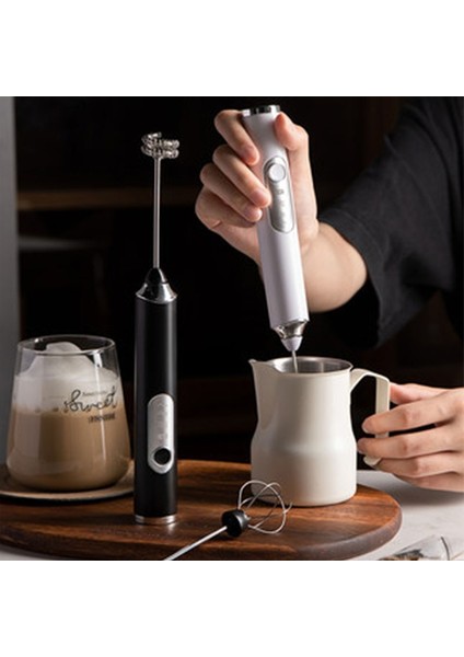 Beyaz A-2 Kafa Stili El Elektrikli Süt Köpürtücü Yumurta Çırpıcı Frother Foamer USB Şarjlı Kek Aracı Kahve Latte Mutfak Mikseri Çok Işlevli (Yurt Dışından)