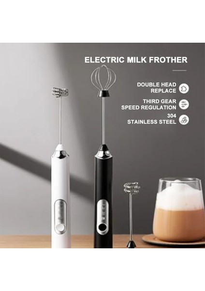 Beyaz A-2 Kafa Stili El Elektrikli Süt Köpürtücü Yumurta Çırpıcı Frother Foamer USB Şarjlı Kek Aracı Kahve Latte Mutfak Mikseri Çok Işlevli (Yurt Dışından)