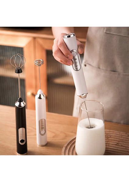 Beyaz A-2 Kafa Stili El Elektrikli Süt Köpürtücü Yumurta Çırpıcı Frother Foamer USB Şarjlı Kek Aracı Kahve Latte Mutfak Mikseri Çok Işlevli (Yurt Dışından)