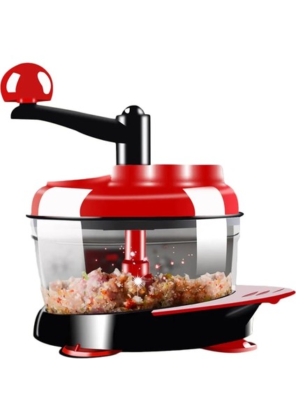 Kırmızı Stil 1.5l Manuel Mutfak Robotu Çok Fonksiyonlu Mutfak Aleti Kıyma Makinesi Sebze Doğrayıcı Parçalayıcı Kesici Yumurta Blender (Yurt Dışından)