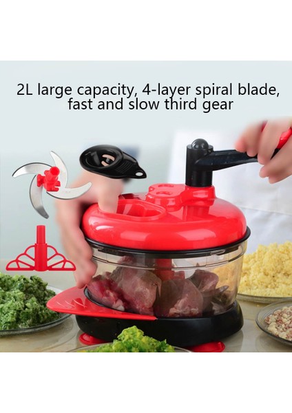 Kırmızı Stil 1.5l Manuel Mutfak Robotu Çok Fonksiyonlu Mutfak Aleti Kıyma Makinesi Sebze Doğrayıcı Parçalayıcı Kesici Yumurta Blender (Yurt Dışından) fiyatları