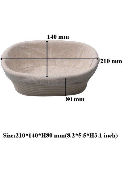 21X15X8CM Tarzı Rattan Ekmek Mayalama Sepeti Doğal Oval Rattan Hasır Hamur Fermantasyonu Ekşi Maya Banneton Ekmek Sepeti Bez Çanta ile (Yurt Dışından)