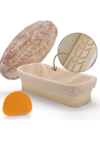 21X15X8CM Tarzı Rattan Ekmek Mayalama Sepeti Doğal Oval Rattan Hasır Hamur Fermantasyonu Ekşi Maya Banneton Ekmek Sepeti Bez Çanta ile (Yurt Dışından)