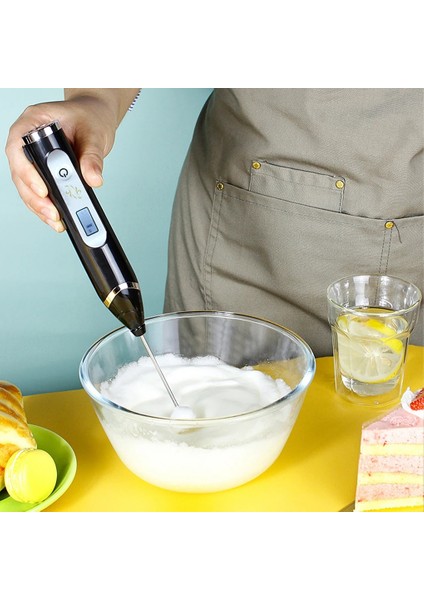 LED Ekran Stili Elektrikli Yumurta Çırpıcı USB Şarj Edilebilir Süt Köpürtücü Aracı 3-Speed ​​3-Kafa El Blender Sıcak Çikolata Latte Içecek Mikseri Araçları (Yurt Dışından)