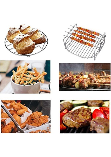 Hava Fritöz Rafı 8 Inç Kare Çift Katmanlı 4 Şiş Çok Amaçlı Paslanmaz Çelik Raf Metal Tutucu Fit (Yurt Dışından) fiyatları