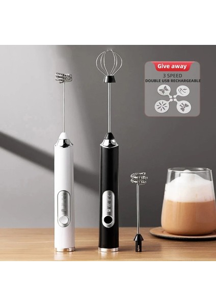 Gri Stil 3 Modlu Elektrikli El Süt Köpürtücü Blender, USB Şarjlı Kabarcık Yapıcı Kahve Cappuccino Işlevli Için Çırpma Mikseri (Yurt Dışından)