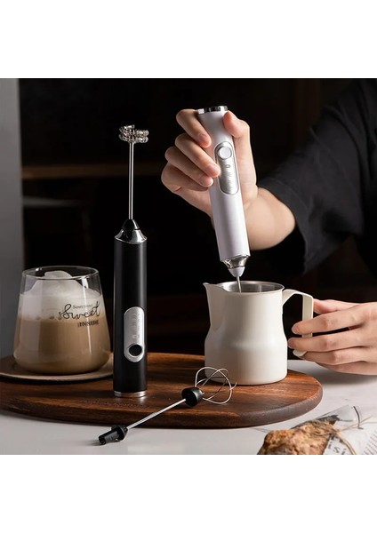 Gri Stil 3 Modlu Elektrikli El Süt Köpürtücü Blender, USB Şarjlı Kabarcık Yapıcı Kahve Cappuccino Işlevli Için Çırpma Mikseri (Yurt Dışından)