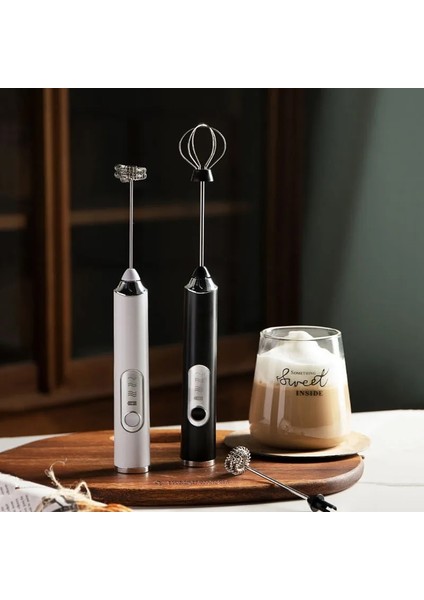 Gri Stil 3 Modlu Elektrikli El Süt Köpürtücü Blender, USB Şarjlı Kabarcık Yapıcı Kahve Cappuccino Işlevli Için Çırpma Mikseri (Yurt Dışından)