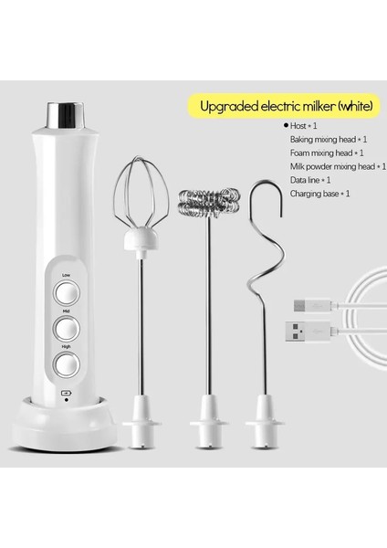 No.1 Tarzı Elektrikli Blender Kahve Süt Köpürtücü El Blender 3-Speed ​​usb Şarj Edilebilir Yumurta Çırpma Kahve, Yumurta, Süt Latte Ev Aracı (Yurt Dışından)