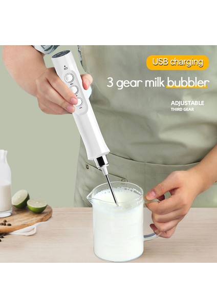 No.1 Tarzı Elektrikli Blender Kahve Süt Köpürtücü El Blender 3-Speed ​​usb Şarj Edilebilir Yumurta Çırpma Kahve, Yumurta, Süt Latte Ev Aracı (Yurt Dışından)