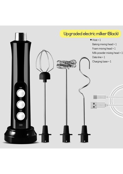 No.1 Tarzı Elektrikli Blender Kahve Süt Köpürtücü El Blender 3-Speed ​​usb Şarj Edilebilir Yumurta Çırpma Kahve, Yumurta, Süt Latte Ev Aracı (Yurt Dışından)
