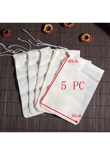 30X40CM Tarzı 5 Adet Pamuk Muslin Ipli Çanta Ev Brew Şarap Bira Elek Suyu Sebze Kahve Filtresi Pişirme Otlar Çay Hediye Paketleme (Yurt Dışından)