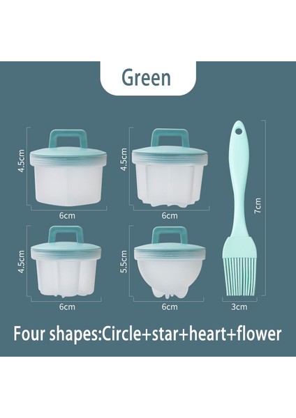 Yeşil Stil Set Sevimli Yumurta Kazanı Plastik Yumurta Avcısı Seti Mutfak Yumurta Pişirici Araçları Kapaklı Yumurta Kalıbı Formu Fırçalı Gözleme Makinesi (Yurt Dışından)