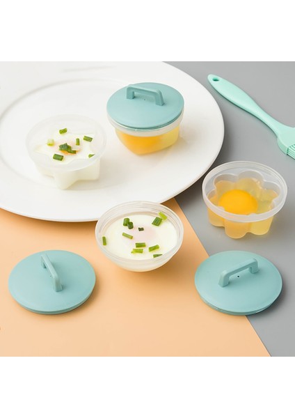 Yeşil Stil Set Sevimli Yumurta Kazanı Plastik Yumurta Avcısı Seti Mutfak Yumurta Pişirici Araçları Kapaklı Yumurta Kalıbı Formu Fırçalı Gözleme Makinesi (Yurt Dışından)