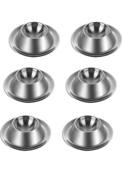 Gümüş Tarzı 6 Paket Yumurta Bardaklık, Paslanmaz Çelik Yumurta Bardakları Tabaklar Sert Yumuşak Haşlanmış Yumurta Kaşığı Brea Için Serveware Sofra Tutucu Aksesuarları (Yurt Dışından)