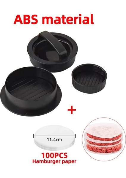 Abs Siyah Set Stili Abs Hamburger Presi Et Pasta Doldurulmuş Burger Pres Kalıp Makinesi Pişirme Kağıdı Gömlekleri ile Yuvarlak Şekil Yapışmaz Patty Mutfak Aletleri (Yurt Dışından)