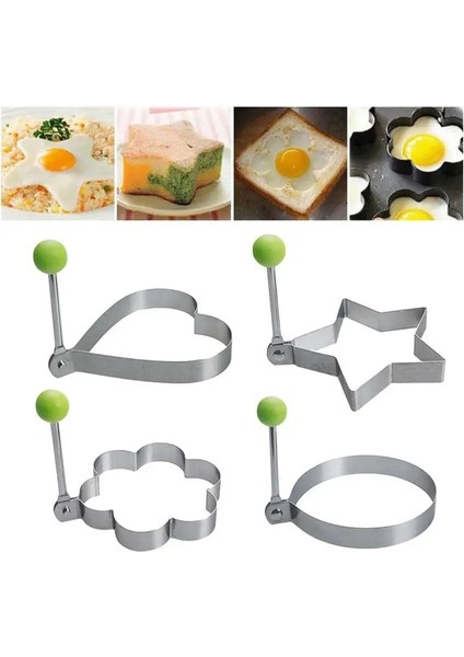 No.3 Tarzı 5 Şekil Kızarmış Yumurta Şekillendirici Paslanmaz Çelik Kızarmış Yumurta Şekillendirici Gözleme Halkası Daire Kalıp Kalp Şekli Mutfak Aletleri Aksesuarları Yumurta Aracı (Yurt Dışından)