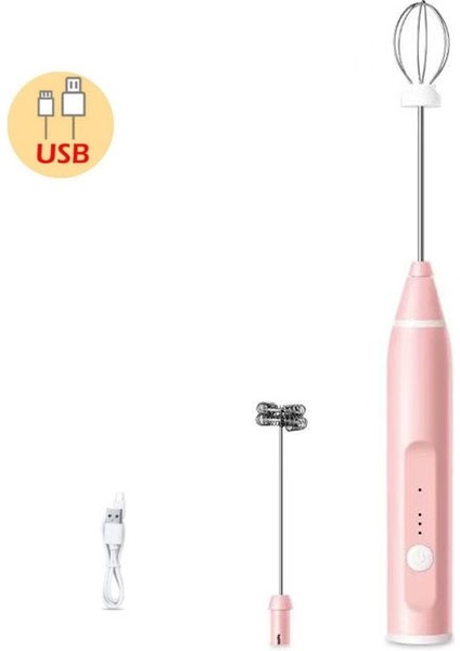 Pembe Stil Taşınabilir USB Şarj Elektrikli Süt Köpürtücü Yumurta Çırpıcı Çırpma Içecek Mikser Kahve, Süt, Cappuccino, Yumurta Çırpma, Mutfak Aletleri (Yurt Dışından)