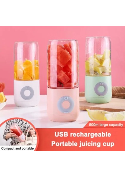 Yeşil Stil 6 Kesici Mini Taşınabilir Sıkacakları USB Elektrikli Mikser Meyve Smoothie Blender Makinesi Mutfak Robotu Maker Meyve Sıkacağı Sıkacağı (Yurt Dışından)
