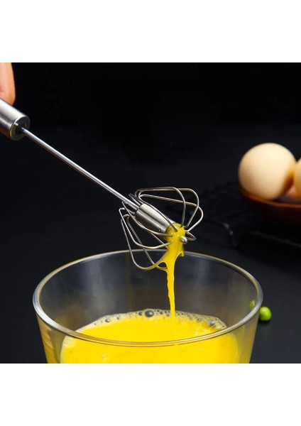 S Tarzı Semi-Automatic Whisk Tainless Steel Whisk Manual Mixer Rotation Egg Whisk Kitchen Accessories (Yurt Dışından)
