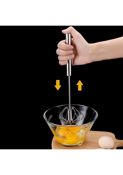 S Tarzı Semi-Automatic Whisk Tainless Steel Whisk Manual Mixer Rotation Egg Whisk Kitchen Accessories (Yurt Dışından)