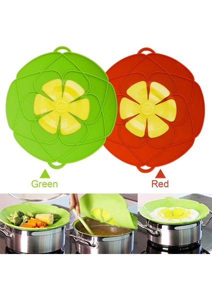 Kırmızı Stil Silikon Kapak Dökülme Durdurucu Kapak Pot Tava Mutfak Aksesuarları Pişirme Araçları Çiçek Tencere Ev Mutfak Aksesuarları Alet (Yurt Dışından) fiyatları
