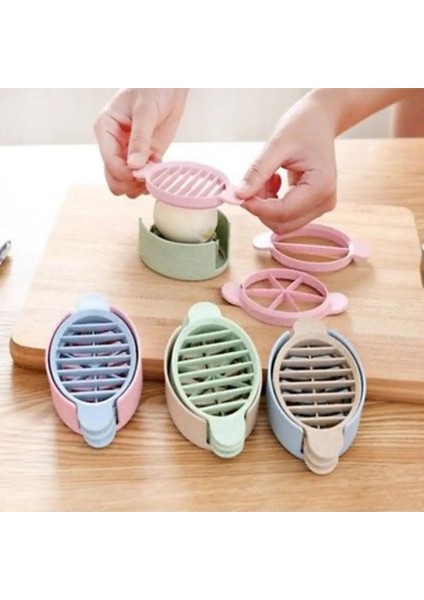 No.3 Tarzı 4 Renk Üçü Bir Arada Buğday Samanı Yumurta Kesici Kullanışlı Çok Fonksiyonlu Bölünmüş Cihaz Gıda Bölücü Dilimleyici Yumurta Dilimleyici Aracı (Yurt Dışından)