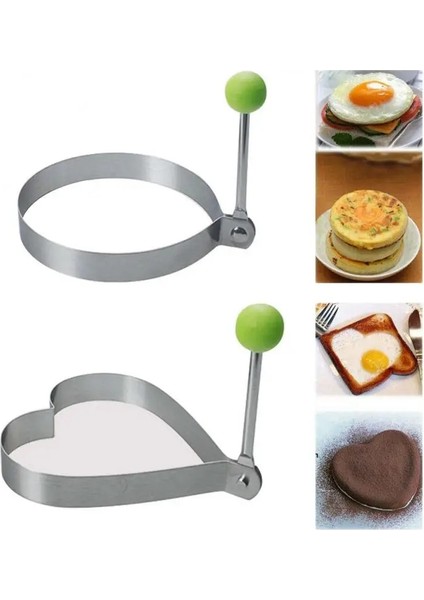 02-Daire Stili Paslanmaz Çelik Kızarmış Yumurta Kalıbı Gözleme Şekillendirici Tava Omlet Kalıp Kek Ekmek Pişirme Kalıpları Halka Mutfak Kızartma Yumurta Aracı (Yurt Dışından)