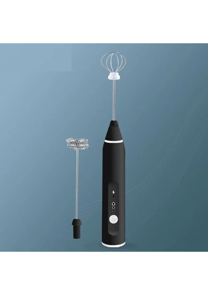 Siyah Stil Şarj Edilebilir Mini Elektrikli Yumurta Çırpıcı Üçüncü Vites Hızı Süt Köpürtücü Krem Köpürtücü Içecek Çırpma Pişirme Kahve Karıştırıcı (Yurt Dışından)