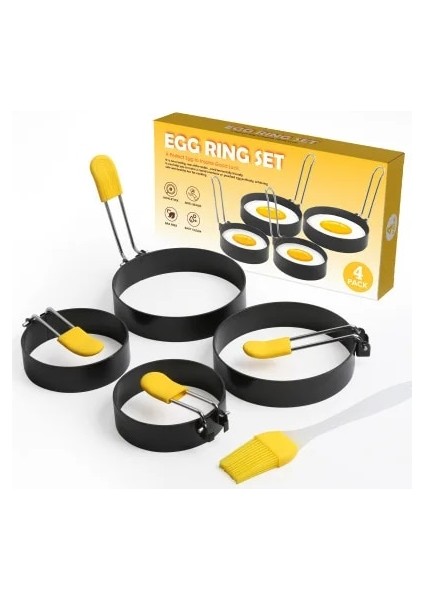 4 Parça Stil Stili Karıştırın Inche Ufo Tarzı Metal Kızarmış Yumurta Gözleme Halkası Omlet Kızarmış Yumurta Yuvarlak Şekillendirici Yumurta Kalıp Kahvaltı Tava Fırın Mutfak (Yurt Dışından)