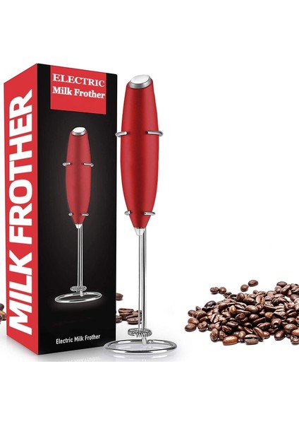 Kırmızı Stil Elektrikli Süt Köpürtücü 1 Adet Kahve Blender Süt Köpürtücü Tutucu ile El Taşınabilir Köpük Makinesi Çırpma Mikser Köpürtücü Mutfak Aracı (Yurt Dışından)